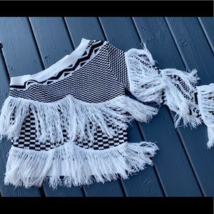 One Shoulder Fringe Sweater